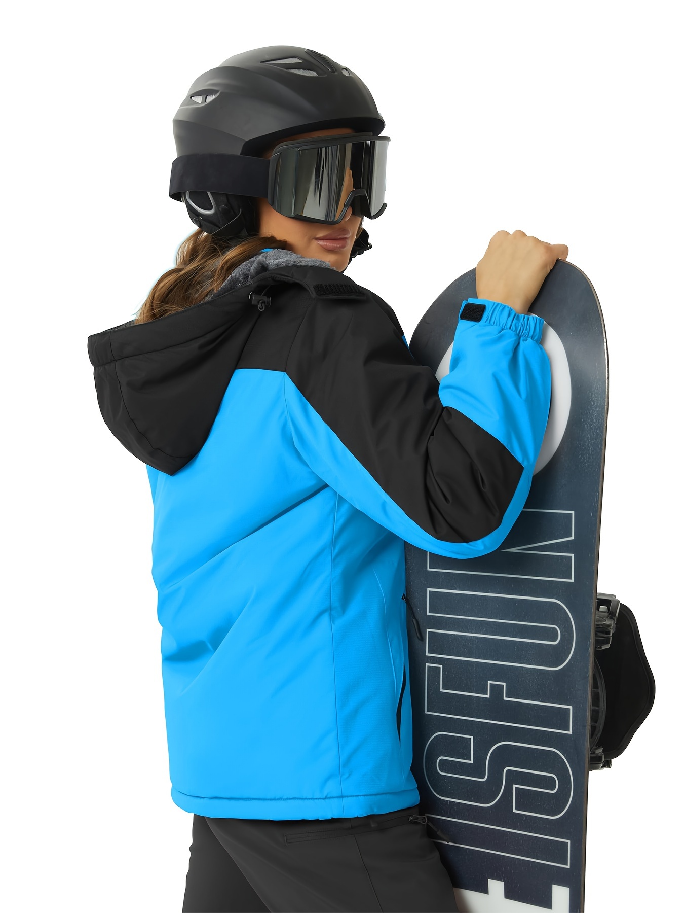 womens large size ski jacket winter waterproof   jacket bright colors fleece   warm comfortable coat hooded multiple pockets outdoor sports snowsports snowboarding hiking mountaineering camping daily casual   size jacket details 3