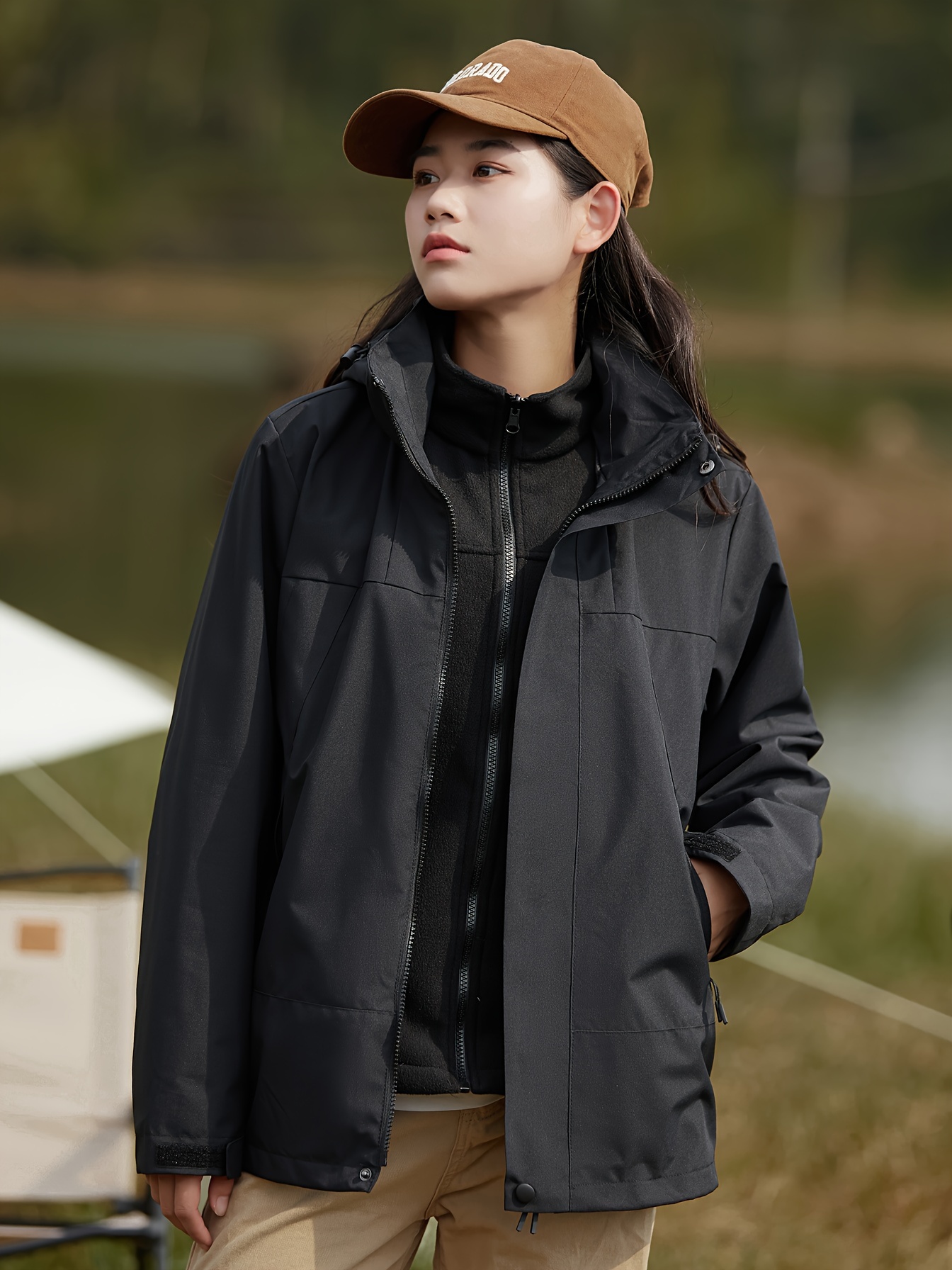 womens 3 in 1 winter outdoor jacket set waterproof   warm with detachable fleece liner hooded for hiking travel details 4