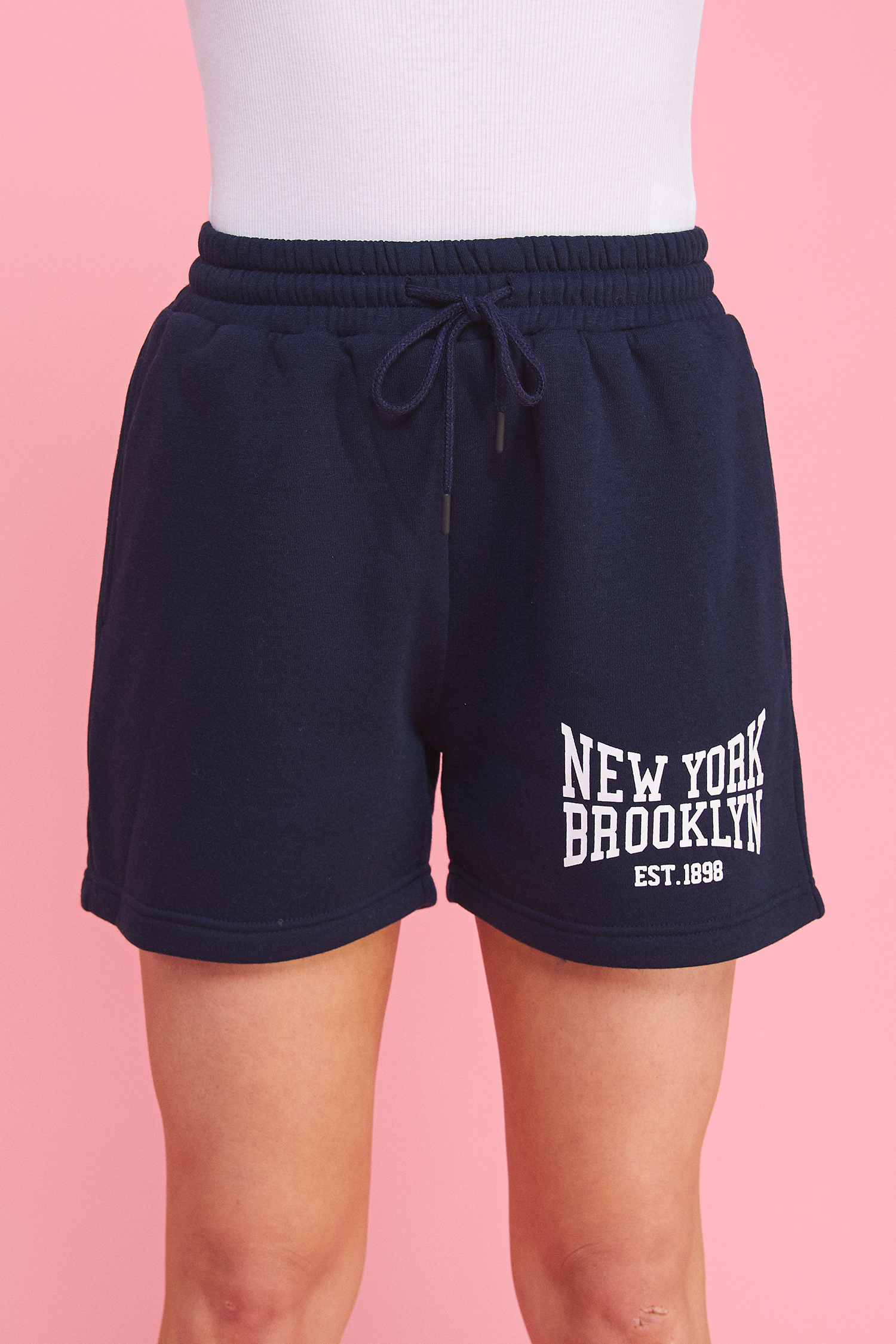 womens navy soft fleece casual active sweat shorts   design   comfort details 2